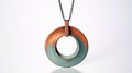 Large Ceramic Pendant With Blue, Orange, And Copper Chain