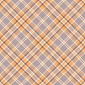 Orange tweed plaid pattern vector. Seamless diagonal check plaid.