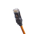 orange twisted pair with black RJ45 jack isolated on white