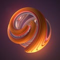 Orange twisted shape. Computer generated abstract geometric 3D render illustration