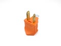 Orange two prong electrical plug Royalty Free Stock Photo