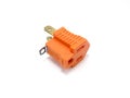 Orange two prong electrical plug Royalty Free Stock Photo