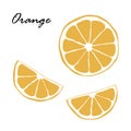 Orange with two sliced slices on a white background.