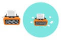 Orange typewriter ,illustration, vector