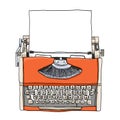 Orange Typewriter with paper art illustration Royalty Free Stock Photo