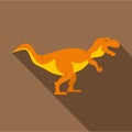 Orange tyrannosaur dinosaur icon, flat style Royalty Free Stock Photo