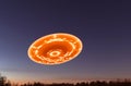 Orange UAP UFO Hovering At Night Royalty Free Stock Photo