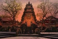 Orange Ubud Temple Bali, Sunset Royalty Free Stock Photo