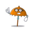 Orange umbrella Businessman cartoon character with glasses and tie Royalty Free Stock Photo