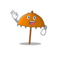 Orange umbrella cartoon character design style making an Okay gesture