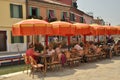 Orange umbrellas