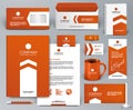 Orange universal branding design kit with arrow. Royalty Free Stock Photo