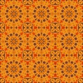 Orange universal vector seamless patterns, tiling. Geometric ornaments.