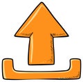 Orange Upload Arrow Vector Illustration Hand Drawn Upward Direction Symbol Royalty Free Stock Photo