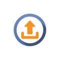 Orange upload icon with arrow in circle for website or user interface design transferring files Royalty Free Stock Photo