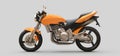 Orange urban sport two-seater motorcycle on a gray background. 3d illustration