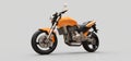 Orange urban sport two-seater motorcycle on a gray background. 3d illustration