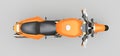 Orange urban sport two-seater motorcycle on a gray background. 3d illustration