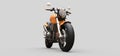 Orange urban sport two-seater motorcycle on a gray background. 3d illustration