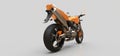 Orange urban sport two-seater motorcycle on a gray background. 3d illustration