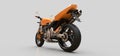 Orange urban sport two-seater motorcycle on a gray background. 3d illustration