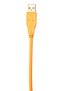 Orange USB cable isolated on white background Royalty Free Stock Photo
