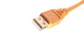 Orange USB cable isolated on white background Royalty Free Stock Photo