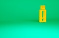 Orange USB flash drive icon isolated on green background. Minimalism concept. 3d illustration 3D render Royalty Free Stock Photo