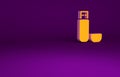 Orange USB flash drive icon isolated on purple background. Minimalism concept. 3d illustration 3D render Royalty Free Stock Photo