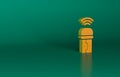 Orange Usb wireless adapter icon isolated on green background. Minimalism concept. 3D render illustration Royalty Free Stock Photo