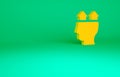 Orange User of man icon isolated on green background. Business avatar symbol user profile icon. Male user sign