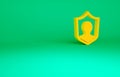 Orange User protection icon isolated on green background. Secure user login, password protected, personal data