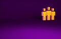 Orange Users group icon isolated on purple background. Group of people icon. Business avatar symbol - users profile icon