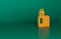 Orange Vape mod device icon isolated on green background. Vape smoking tool. Vaporizer Device. Minimalism concept. 3D Royalty Free Stock Photo