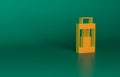 Orange Vape mod device icon isolated on green background. Vape smoking tool. Vaporizer Device. Minimalism concept. 3D Royalty Free Stock Photo