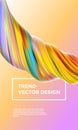 Orange vector digital painting abstract background. Creative vivid 3d flow paint wave. Trendy yellow liquid banner template