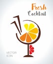 Orange vector fresh tasty cocktail icon