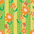 Orange vertical fabric flower seamless pattern Royalty Free Stock Photo