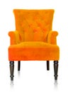 Orange vintage armchair isolated on white clipping path. Royalty Free Stock Photo