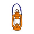 Orange vintage oil lamp vector illustration sketch doodle hand d