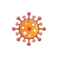 Orange virus icon, disease symbol, microbe illustration, infection design Royalty Free Stock Photo