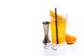 Orange vodka cocktail isolated on white background Royalty Free Stock Photo