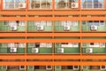 Orange wall and windows Royalty Free Stock Photo