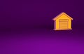 Orange Warehouse icon isolated on purple background. Minimalism concept. 3d illustration 3D render