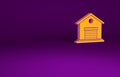 Orange Warehouse icon isolated on purple background. Minimalism concept. 3d illustration 3D render