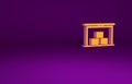 Orange Warehouse icon isolated on purple background. Minimalism concept. 3d illustration 3D render