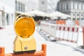 Orange Warning Light at construction site Royalty Free Stock Photo