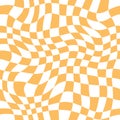 Orange Warped Wavy Checkered Art Pattern