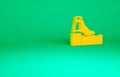 Orange Water slide with pool icon isolated on green background. Aquapark. Minimalism concept. 3d illustration 3D render Royalty Free Stock Photo