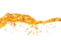 Orange water splash isolated on white Royalty Free Stock Photo